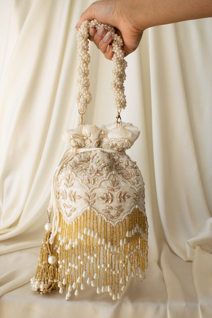 Ela Potli Bag (Ivory Velvet)