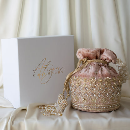 PRE-ORDER - Ruby Potli Bag (Dusky Pink Velvet)