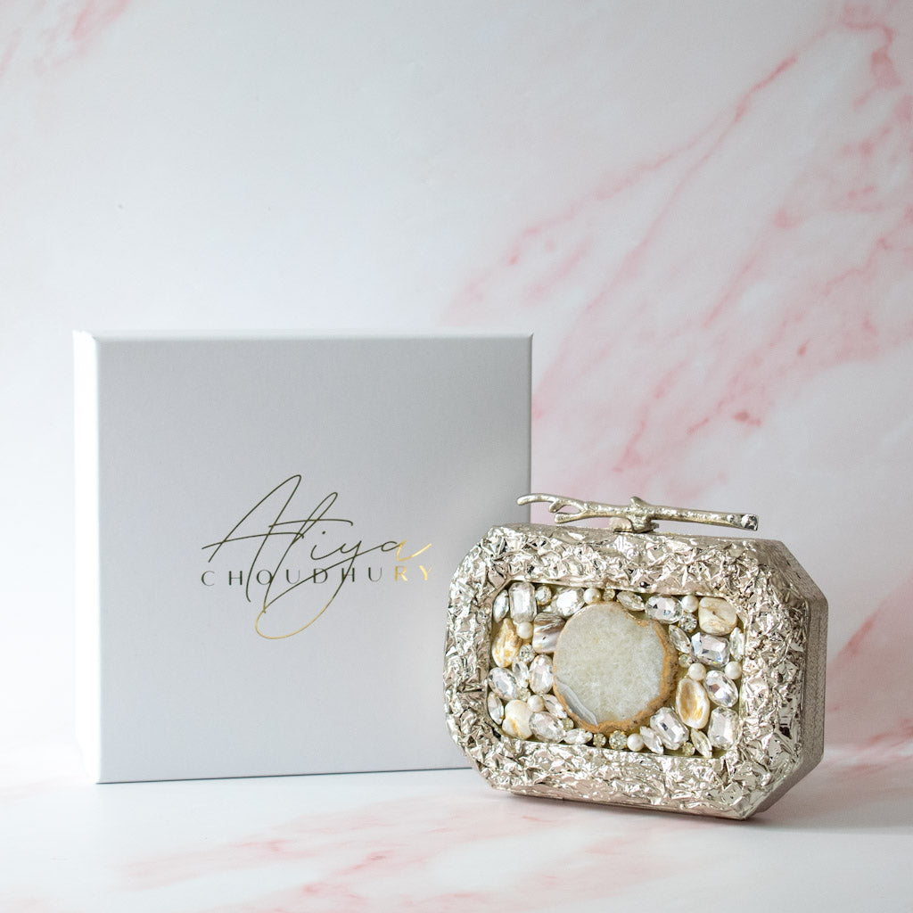 PRE-ORDER - Layali Silver Agate Clutch