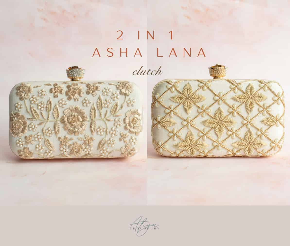 PRE-ORDER - 2 in 1 Asha Lana Clutch (Cream)
