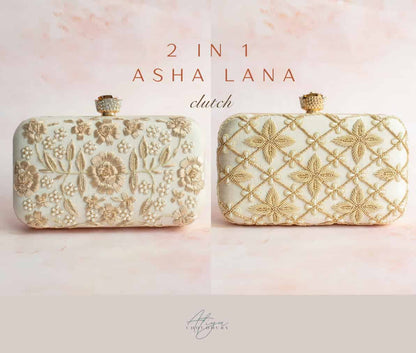 PRE-ORDER - 2 in 1 Asha Lana Clutch (Cream)