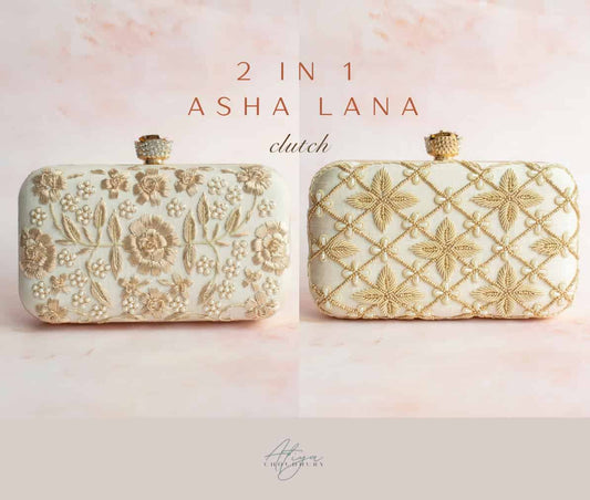 PRE-ORDER - 2 in 1 Asha Lana Clutch (Cream)