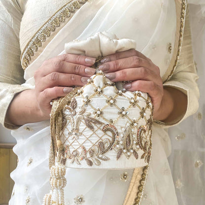 Isha Potli Bag (Ivory Silk)