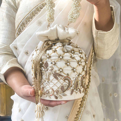 Isha Potli Bag (Ivory Silk)