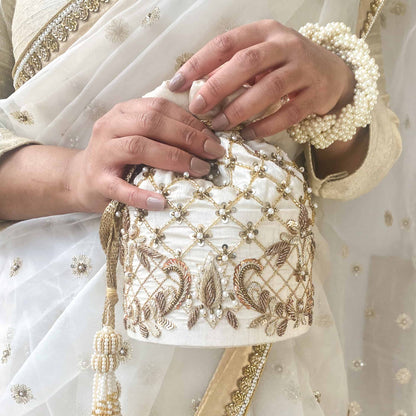 Isha Potli Bag (Ivory Silk)