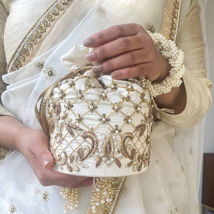 Isha Potli Bag (Ivory Silk)