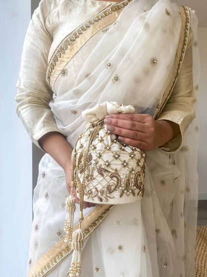 Isha Potli Bag (Ivory Silk)