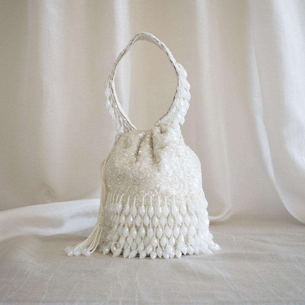 Raindrop Potli Bag (Ivory)
