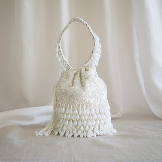 Raindrop Potli Bag (Ivory)