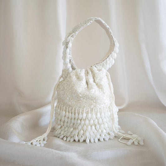 Raindrop Potli Bag (Ivory)