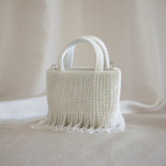 Crystal Fringe Mini Tote (Ivory) - LIMITED EDITION