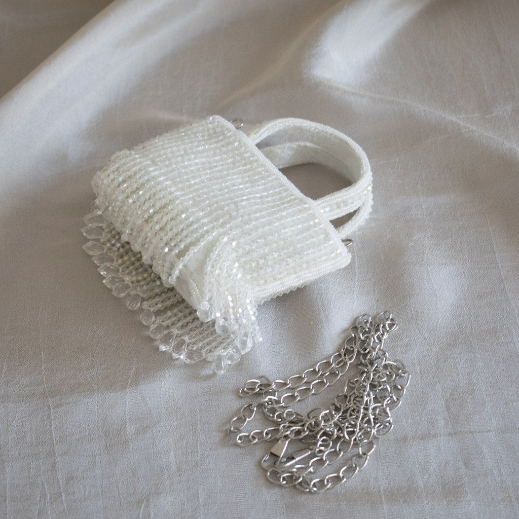 Crystal Fringe Mini Tote (Ivory) - LIMITED EDITION
