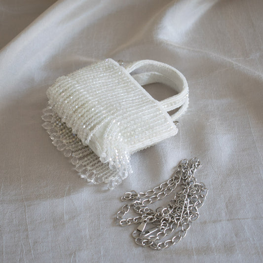 Crystal Fringe Mini Tote (Ivory) - LIMITED EDITION