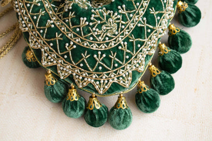 PRE-ORDER - Rajasthan Potli Bag (Bottle Green Velvet)