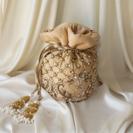 PRE-ORDER - Isha Potli Bag (Gold Silk)