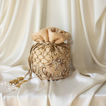 PRE-ORDER - Isha Potli Bag (Gold Silk)