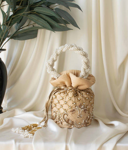 PRE-ORDER - Isha Potli Bag (Gold Silk)