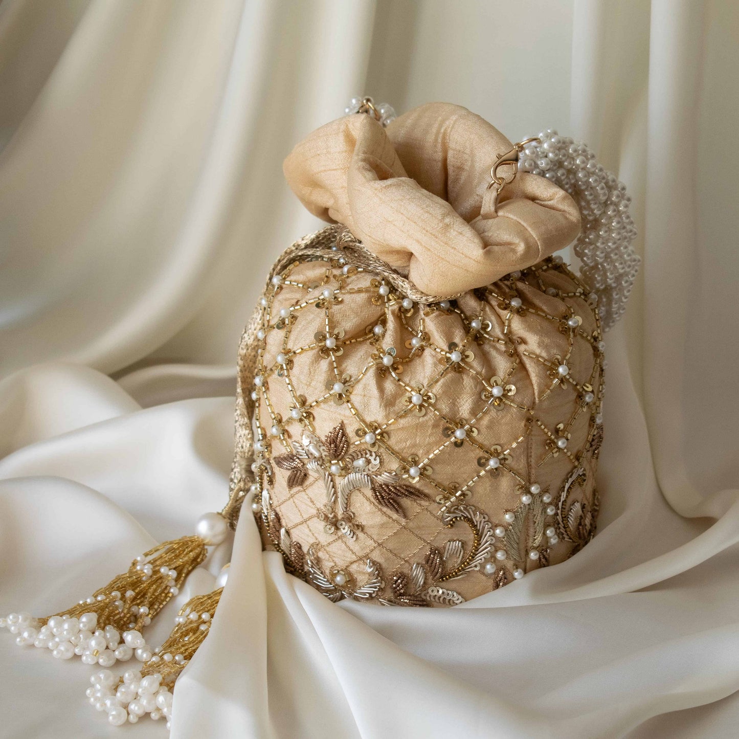 PRE-ORDER - Isha Potli Bag (Gold Silk)