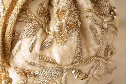 PRE-ORDER - Layla Potli Bag (Cream Velvet)