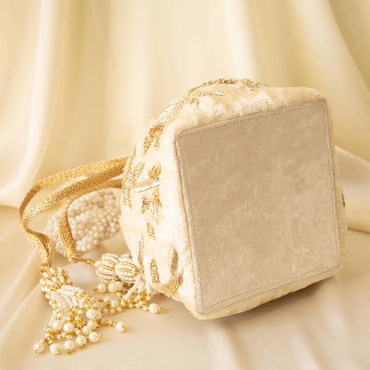 PRE-ORDER - Layla Potli Bag (Cream Velvet)