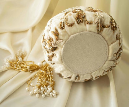 PRE-ORDER - Peony Potli Bag (Cream Velvet)