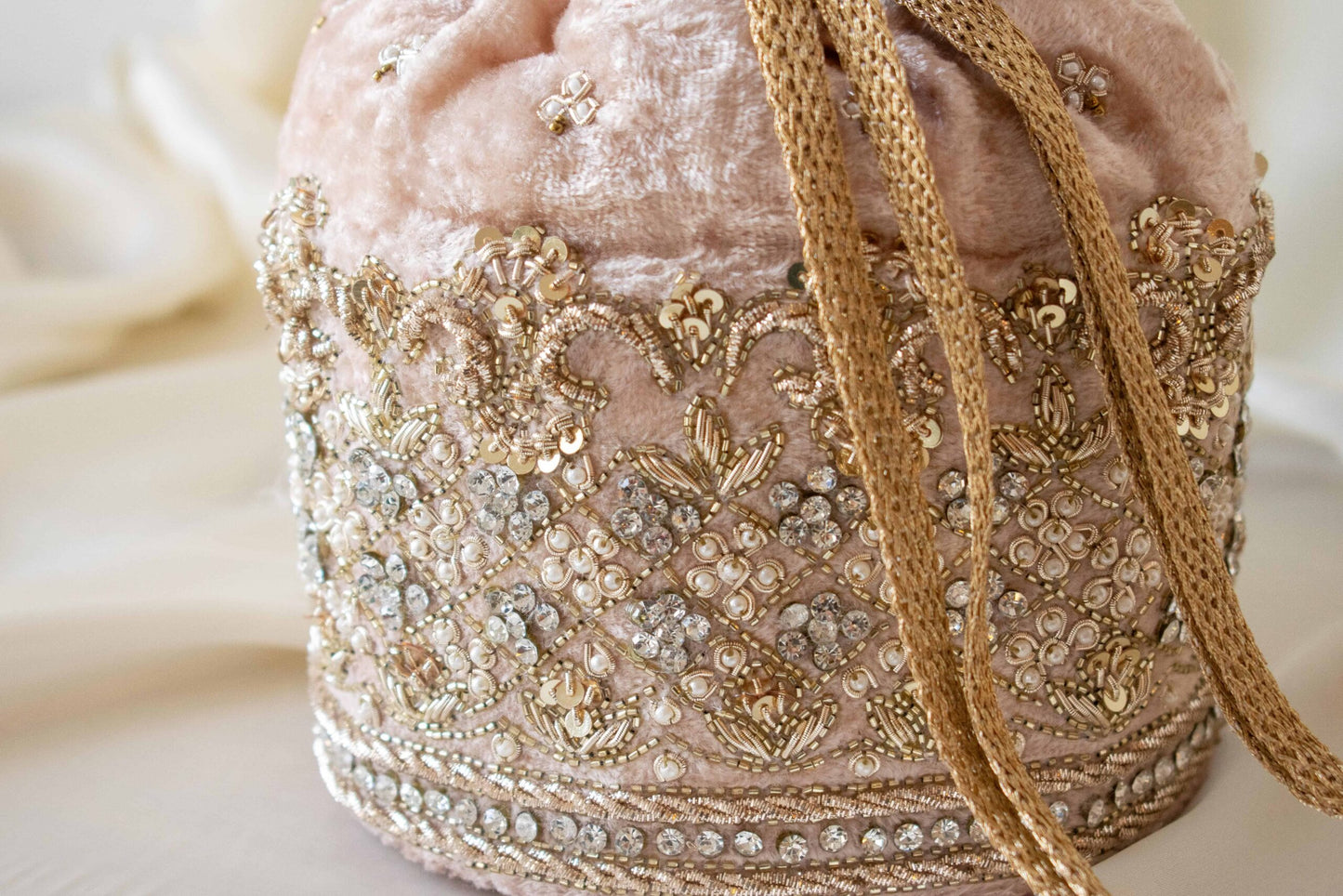 PRE-ORDER - Ruby Potli Bag (Nude Pink Velvet)