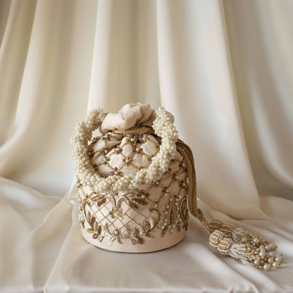 Isha Potli Bag (Cream Silk)