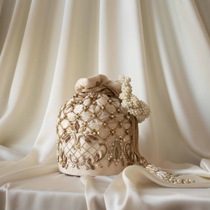 Isha Potli Bag (Cream Silk)