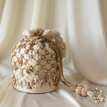 Isha Potli Bag (Cream Silk)