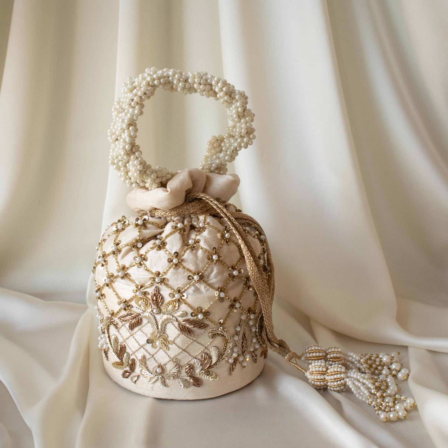 Isha Potli Bag (Cream Silk)