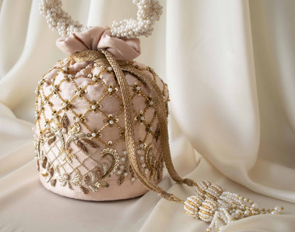 PRE-ORDER - Isha Potli Bag (Nude Pink Silk)