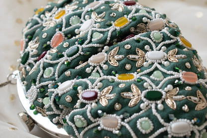 Alina - Sage Green Beaded Clutch