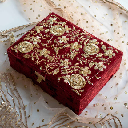 PRE-ORDER - Anaya Trousseau Box (Maroon Velvet)