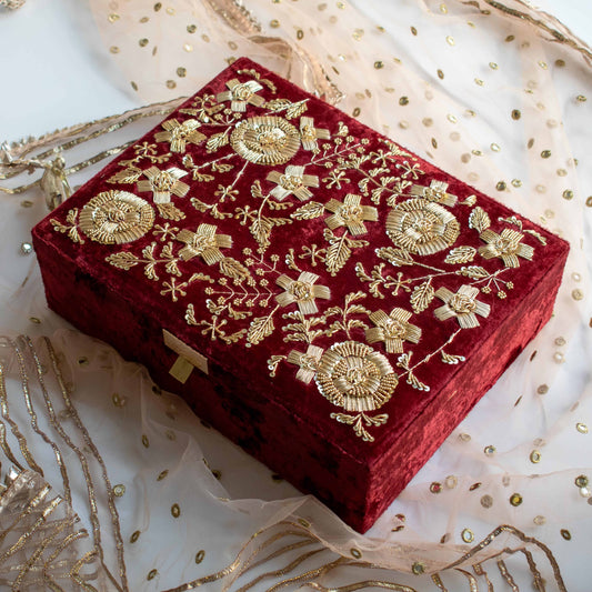 PRE-ORDER - Anaya Trousseau Box (Maroon Velvet)