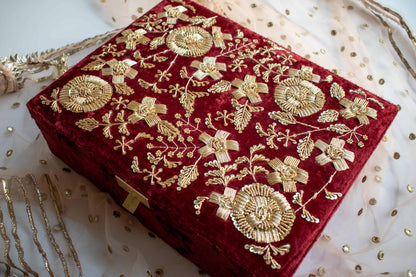 PRE-ORDER - Anaya Trousseau Box (Maroon Velvet)