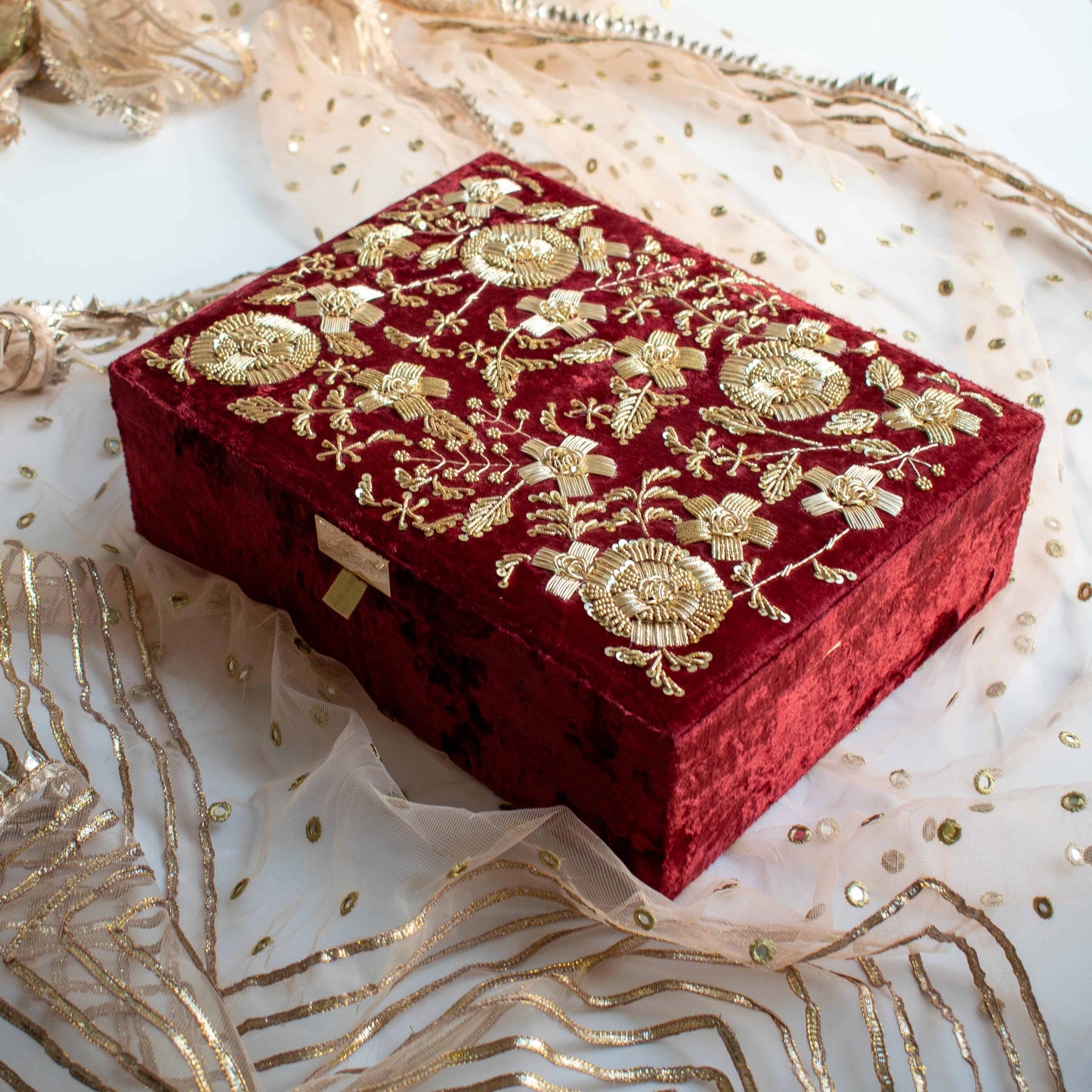 PRE-ORDER - Anaya Trousseau Box (Maroon Velvet)