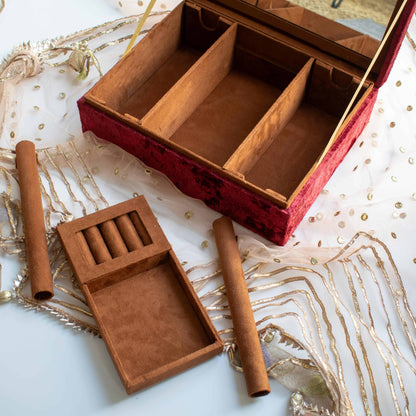 PRE-ORDER - Anaya Trousseau Box (Maroon Velvet)