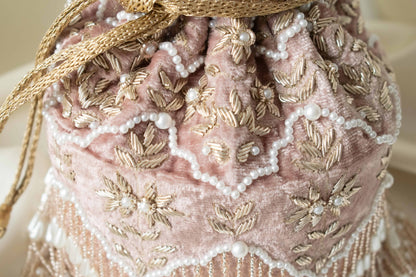 PRE-ORDER - Ela Potli Bag (Dusky Pink Velvet)