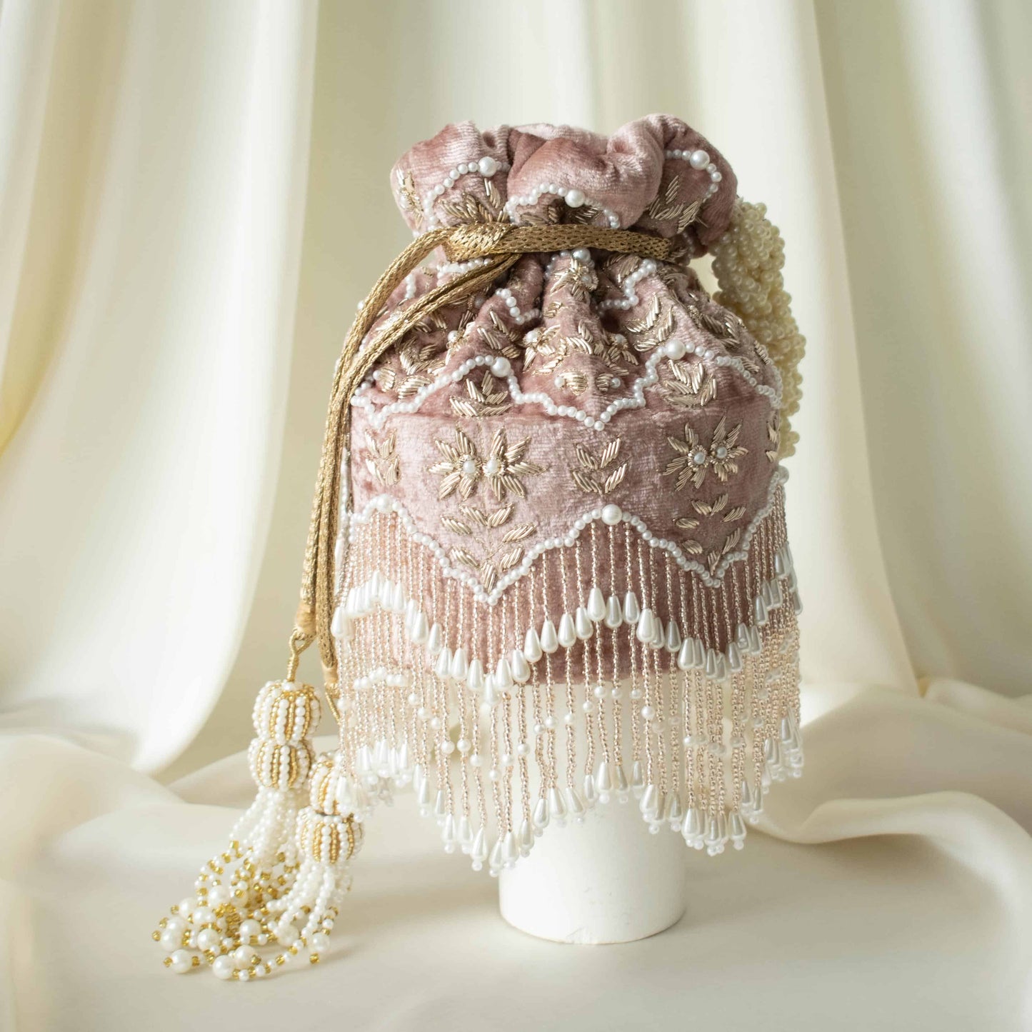 PRE-ORDER - Ela Potli Bag (Dusky Pink Velvet)