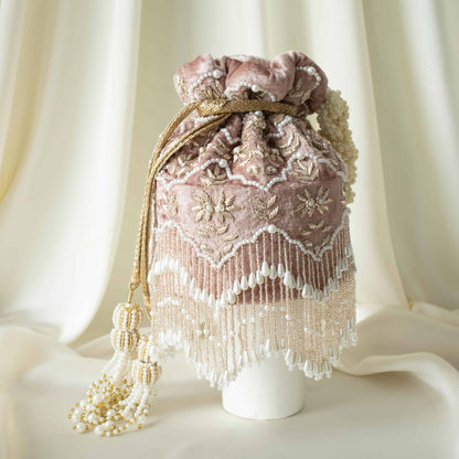 PRE-ORDER - Ela Potli Bag (Dusky Pink Velvet)