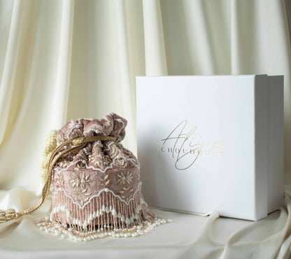 PRE-ORDER - Ela Potli Bag (Dusky Pink Velvet)