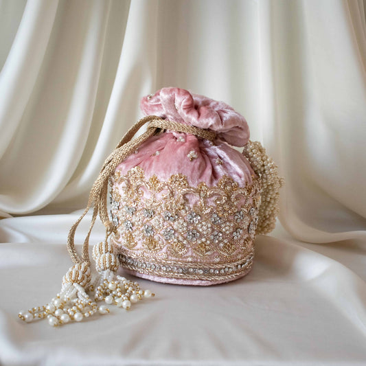 PRE-ORDER - Ruby Potli Bag (Sweet Pink Velvet)
