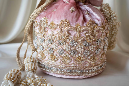 PRE-ORDER - Ruby Potli Bag (Sweet Pink Velvet)