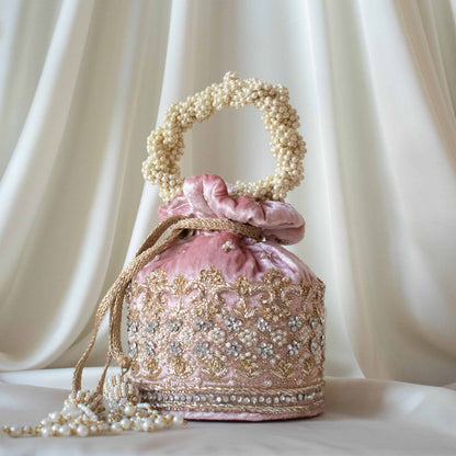 PRE-ORDER - Ruby Potli Bag (Sweet Pink Velvet)