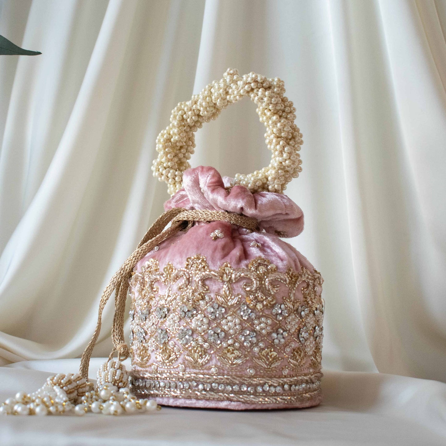 PRE-ORDER - Ruby Potli Bag (Sweet Pink Velvet)