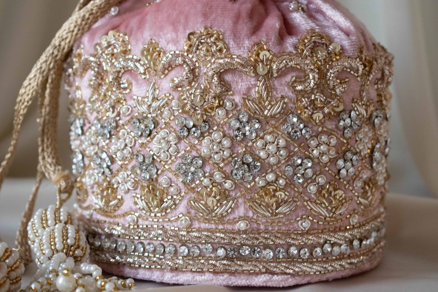 PRE-ORDER - Ruby Potli Bag (Sweet Pink Velvet)