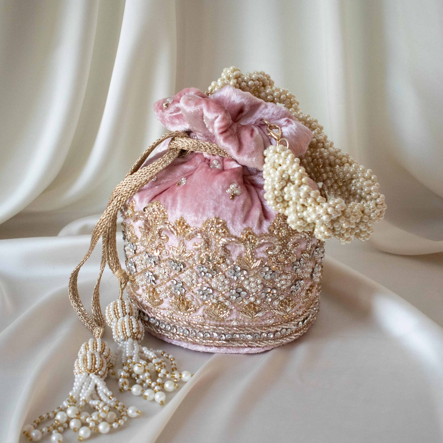 PRE-ORDER - Ruby Potli Bag (Sweet Pink Velvet)