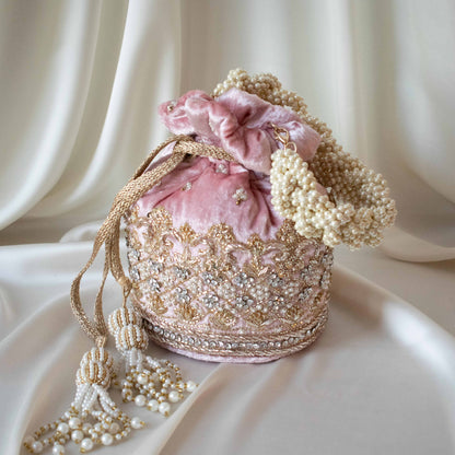 PRE-ORDER - Ruby Potli Bag (Sweet Pink Velvet)