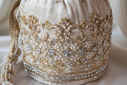 PRE-ORDER - Ruby Potli Bag (Cream Velvet)