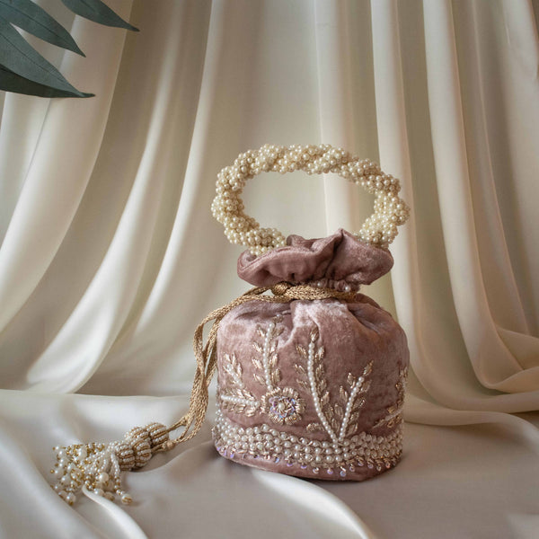 PRE-ORDER - Leylani Potli Bag (Dusky Pink Velvet)